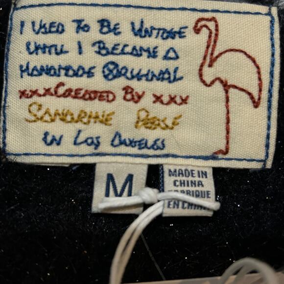 Sandrine Rose Eyelash Metallic Sparkle Sweater Black Women Medium NWT - Picture 2 of 11